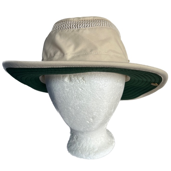 Tilley Endurables Airflo Hat Beige & Green Outdoor Hike Size 7 1/4 Strap Snaps - Picture 4 of 10